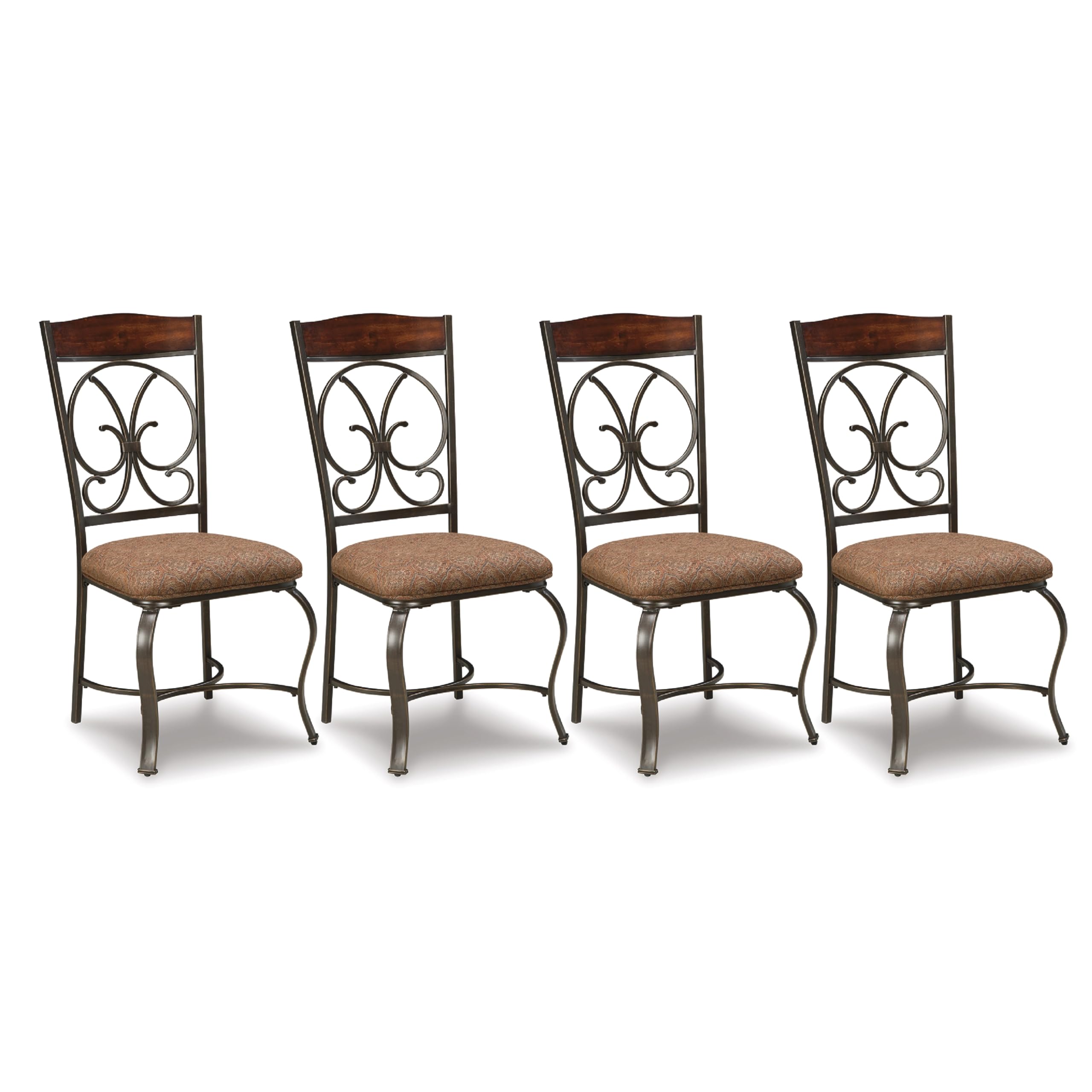 Signature Design by Ashley Glambrey Old World Dining Chair with Cushion, 4 Count, Brown