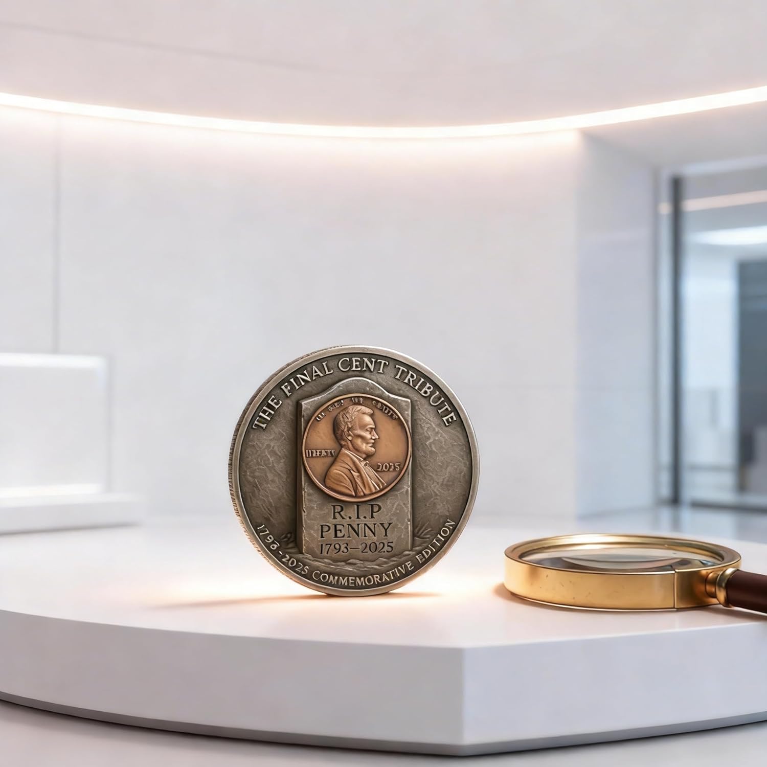 Rare 2025 Pennies for Collectors: Final Cent Memorial Coin (1909-2025) - Last Lincoln Penny Tribute Token in Mint Condition, Us and Tokens Coins (4PCS)