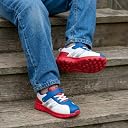 KazarMax Kids Boys White and Blue Sneakers Shoes- 9 Kids UK gallery image