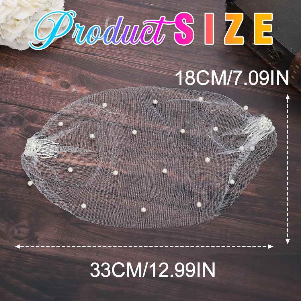 HEREAD Pearl Bride Wedding Birdcage Veil White Short Bridal Veils Crystal Headpiece Accessories with Comb for Women and Girls