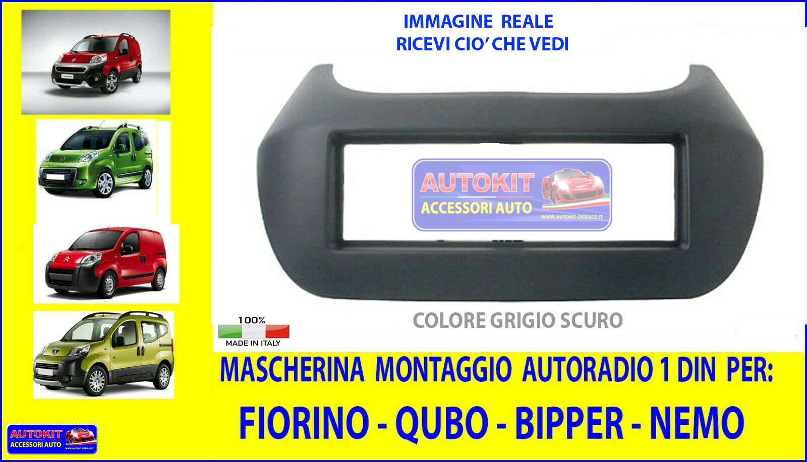 Kit Mascherina Pannello Radio Per Fiat Fiorino E Qubo 2008-2011 – In ABS, Dimensioni 178x100 Mm, Facile Montaggio Senza Modifiche