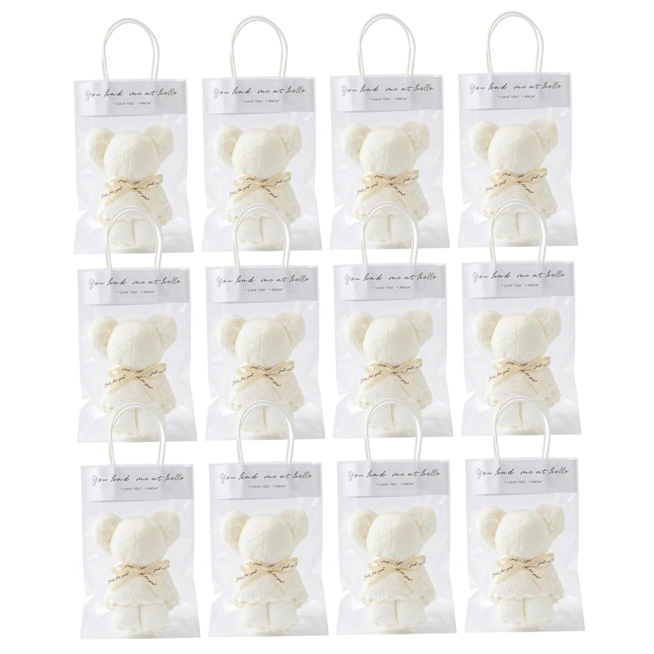 Toallas de oso para baby shower de lana coral blanca: 12 detalles de boda