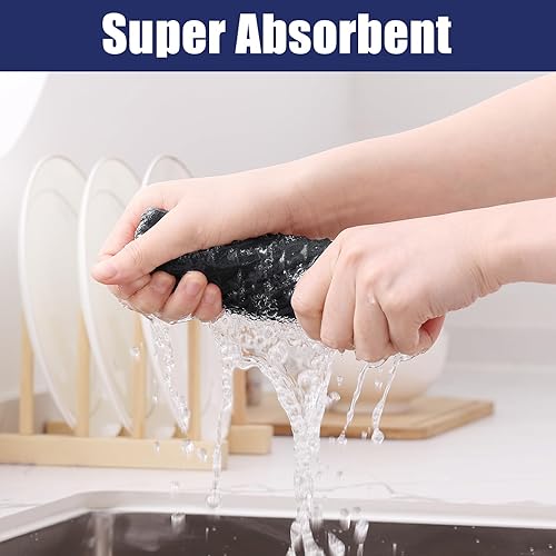 Miniatura 3 de Homaxy Trapos de cocina de microfibra con tejido de gofre, 12 x 12 pulgadas, ultra absorbentes y de color sólido, paños de cocina de secado rápido