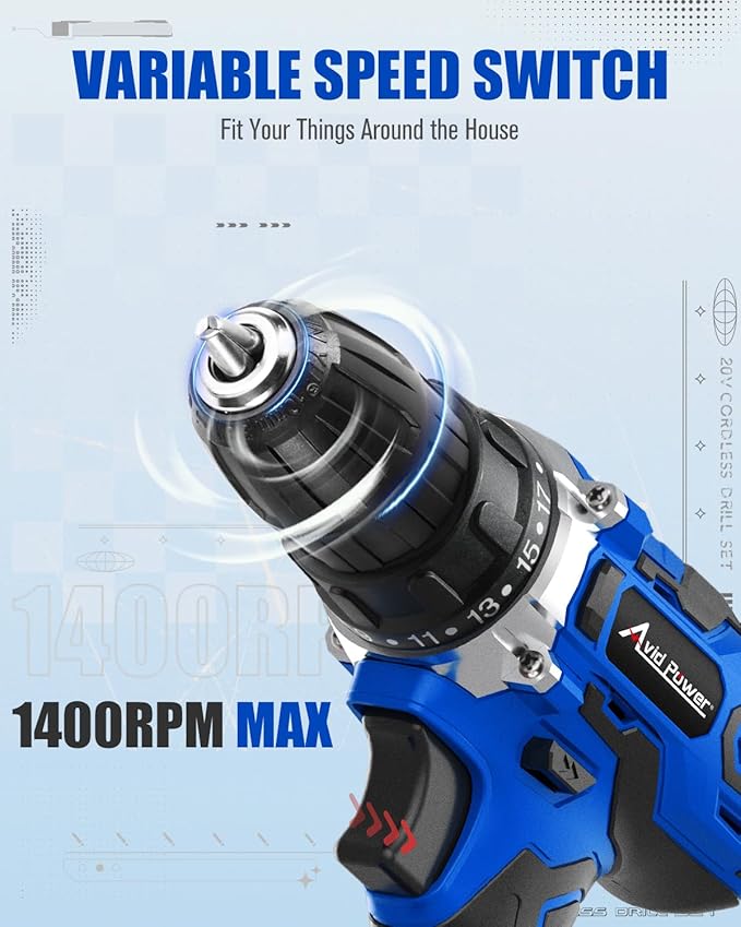 Taladro Atornillador Inalámbrico AVID POWER 20V con Batería y Cargador miniatura 3