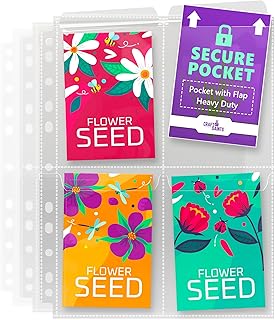 80 Pockets Spill-Proof Top Closure Seed Storage Organizer Sleeves (20 Pa...