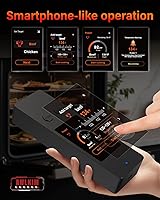 Vista 3 de Termómetro inalámbrico para carne con Bluetooth y aplicación, pantalla táctil, alarma audible, 2 sondas, alcance de 800 pies y base recargable