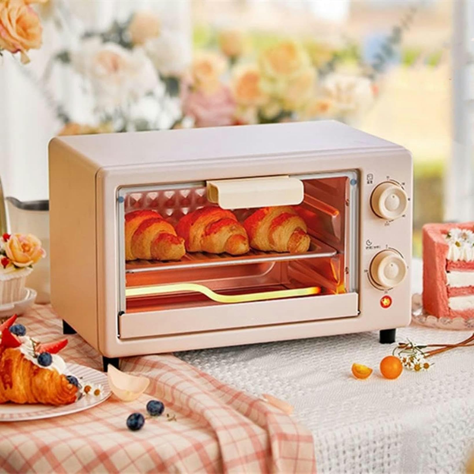 Mini Forno Elettrico Vintage, Piccolo Forno A Casa Multifunzionale, Ali di Pollo Arrosto da 10 Litri per Cucina, Macchina per La Colazione A Pizza Arrosto
