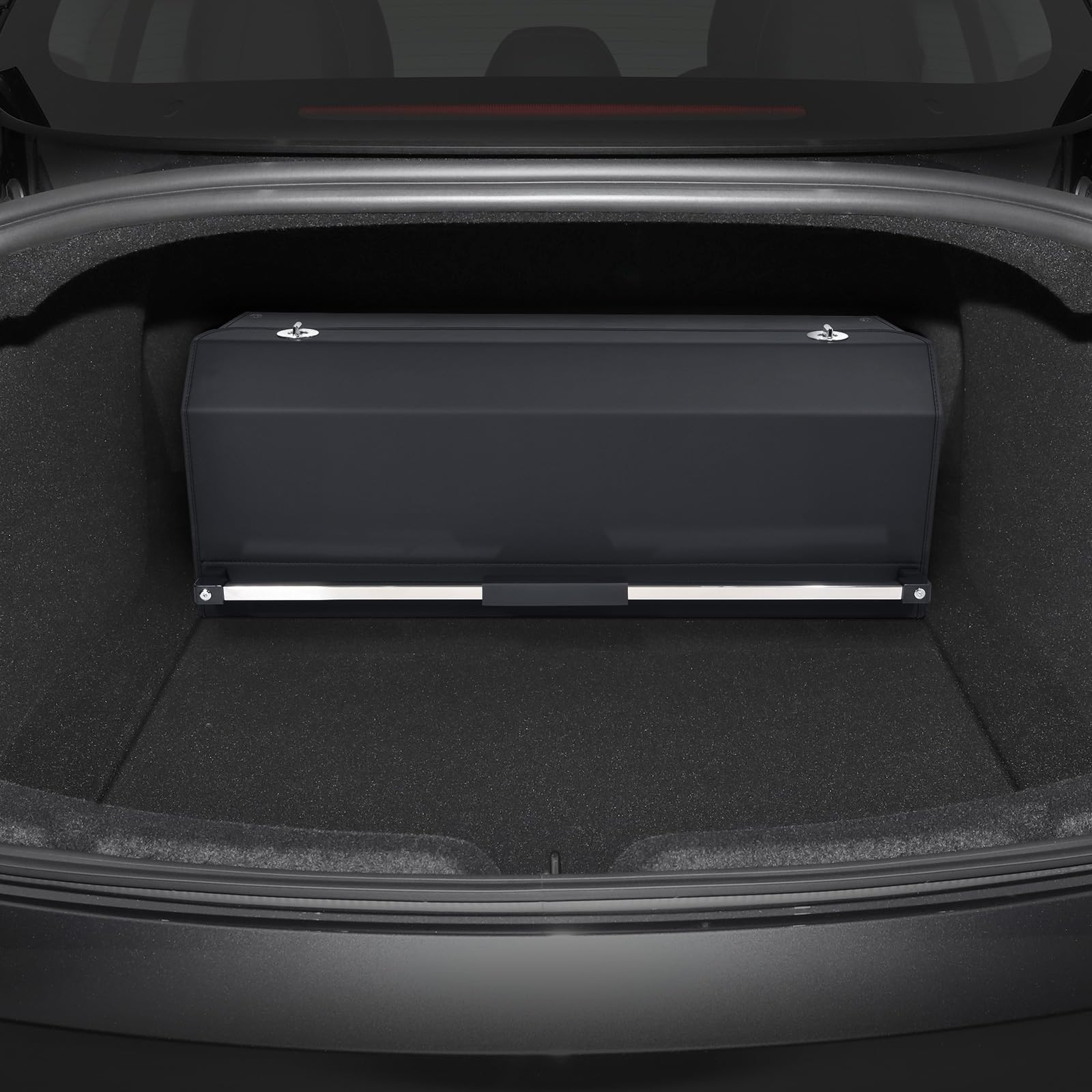Organizador de Maletero de Gran Capacidad 70L para Coches y SUVs - Caja de Almacenamiento con Tapa, Asa Robusta y Base Antideslizante - Compartimento Extraíble(Negro, 78x29x31cm)