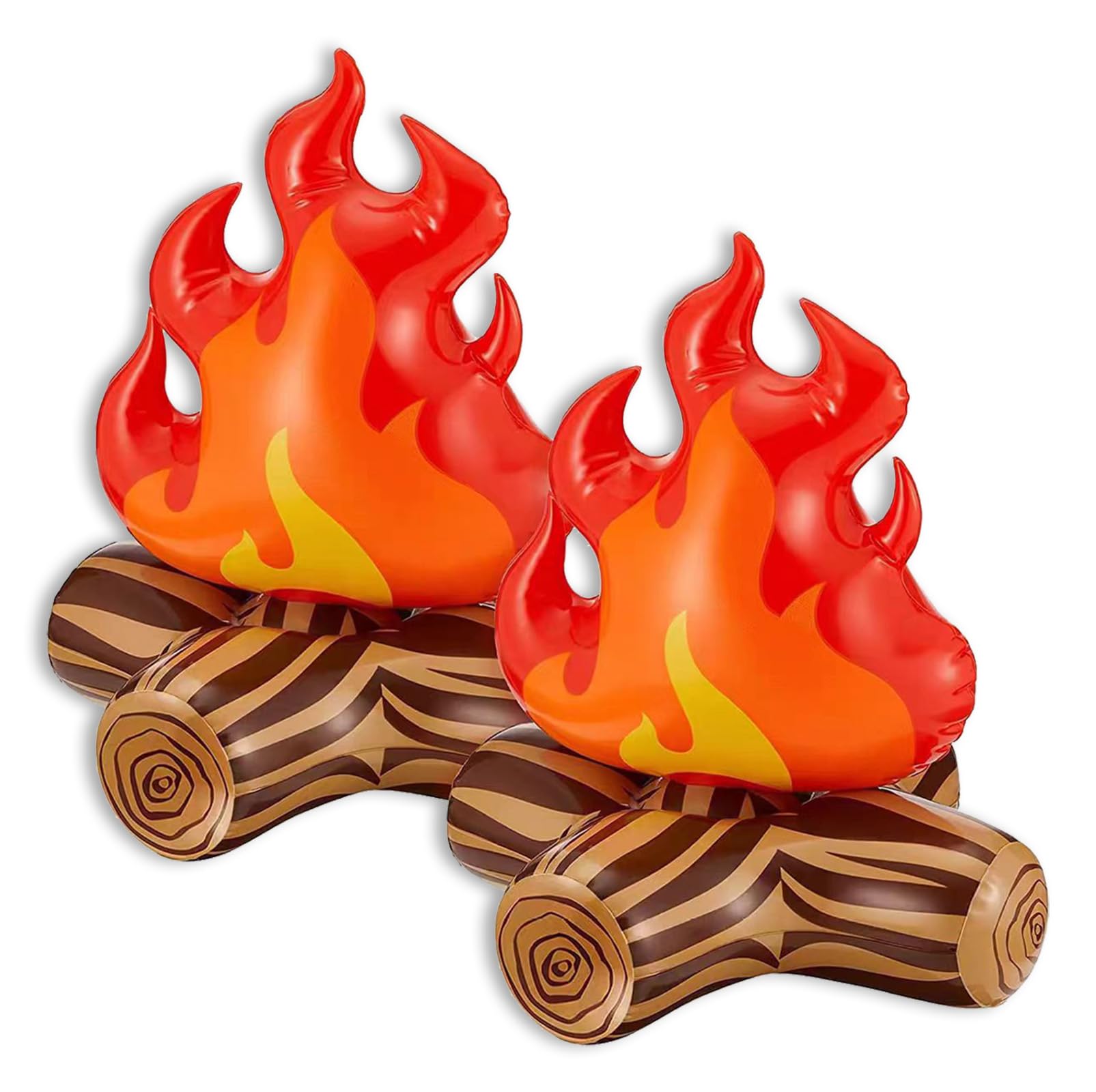 2 PCS Inflatable Fake Campfire, Reusable 3D Artificial Flame Decoration, Fake Flame Camping Props for Indoor/Outdoor Camping Party, Themed Parties, Backyard Activities, Halloween & Garden Decor (Red)
