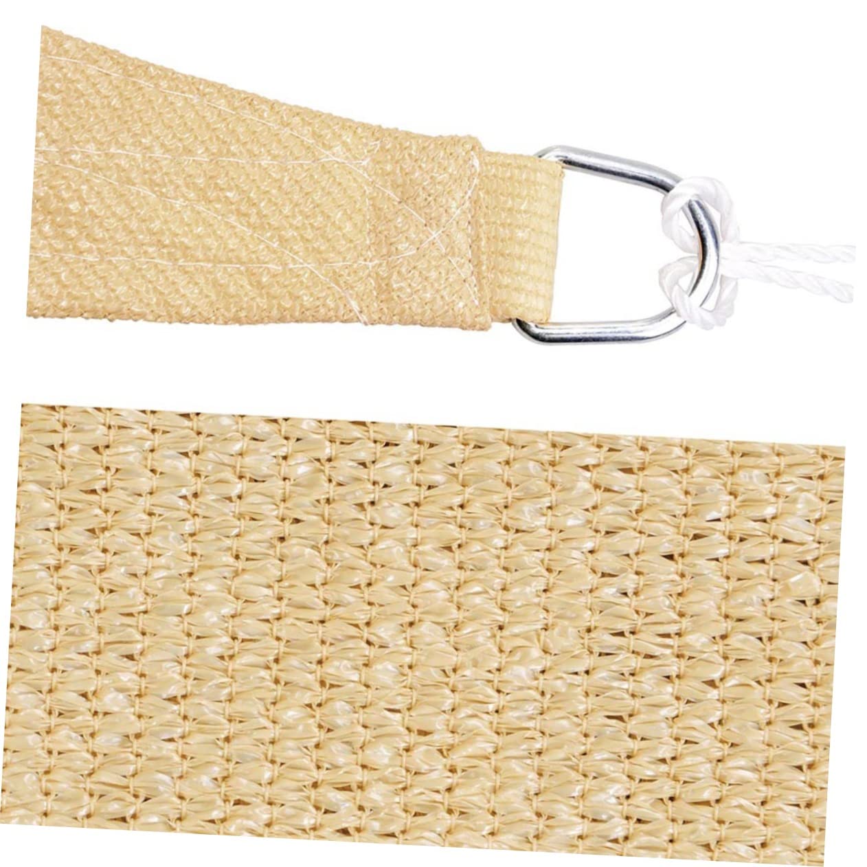 Voile D'ombrage Triangulaire PE Anti-UV avec Corde Fête | Installation Facile, Beige, Jardin et Pelouse, Usage Toutes Saisons, Résistance Renforcée