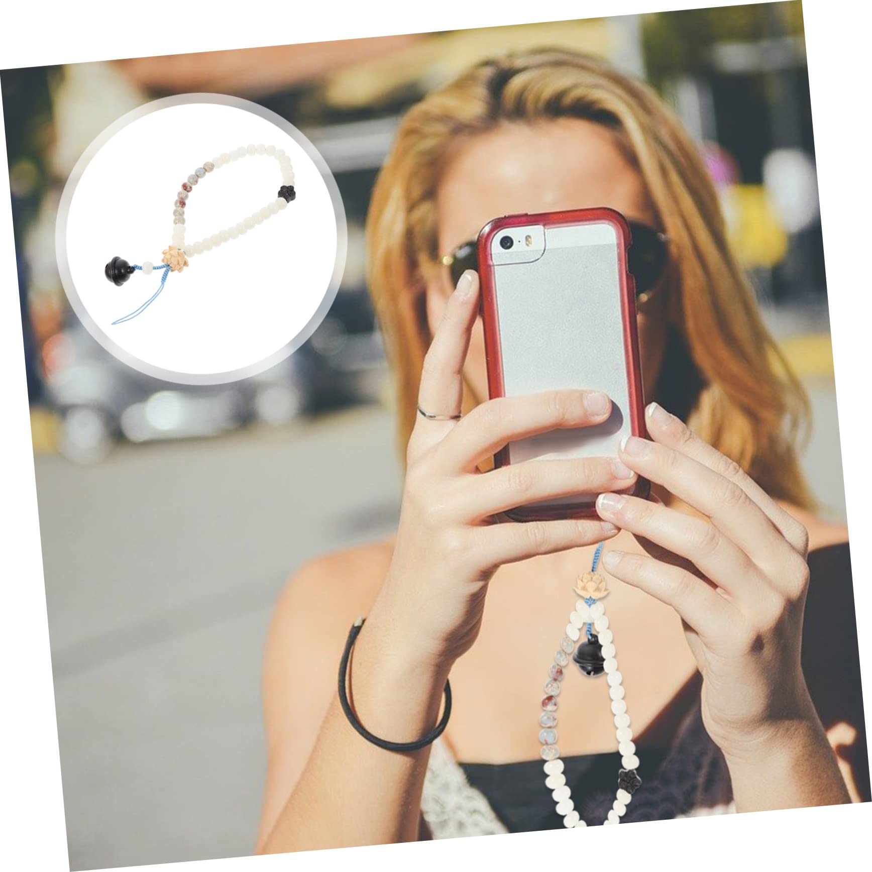 Uonlytech Cadena De Teléfono Móvil Colgante Pulsera De Teléfono Correa De Teléfono De Estilo Chino Cuerda De Muñeca Llavero Retro Cable A Boom Correa De Muñeca Del Teléfono Cordones Cuentas