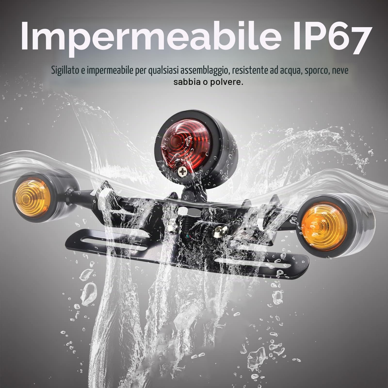 Biqing [3 in 1] Fanale Posteriore Moto,12V Universale Frecce LED Luce di Stop Integrata Indicatori di Direzione con Staffa Targa Nero
