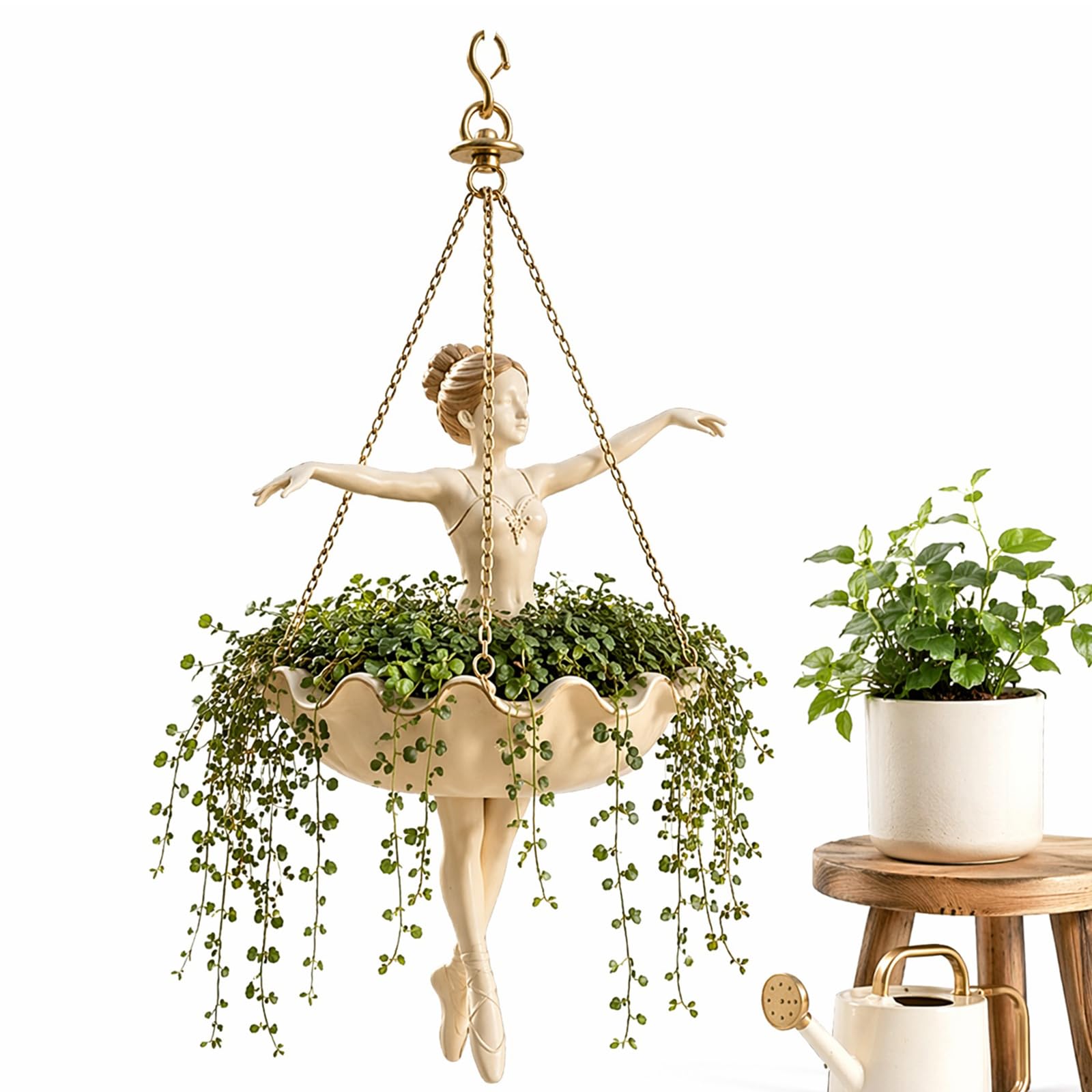 Ballet Dancer Hanging Planter, Whimsical Ballerina Flower Potfor Succulents Spider Plant, Decorative Hanging Flower Pot for Indoor Outdoor Garden, Dance Teacher Gift