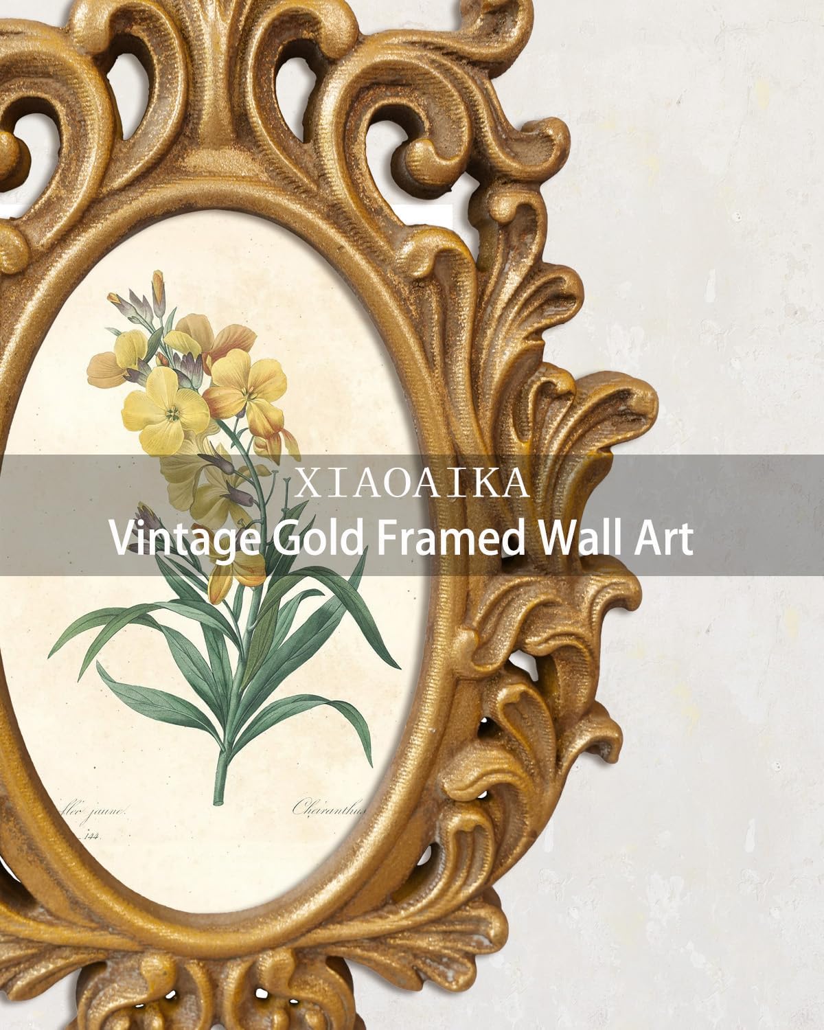 XIAOAIKA Vintage Gold Framed Wall Art Set of 6, 3D Baroque Frames with Botanical Flower Prints and Vintage Plant Illustrations, European Style Decor for Living Room, Bedroom, or Farmhouse Gallery Wall