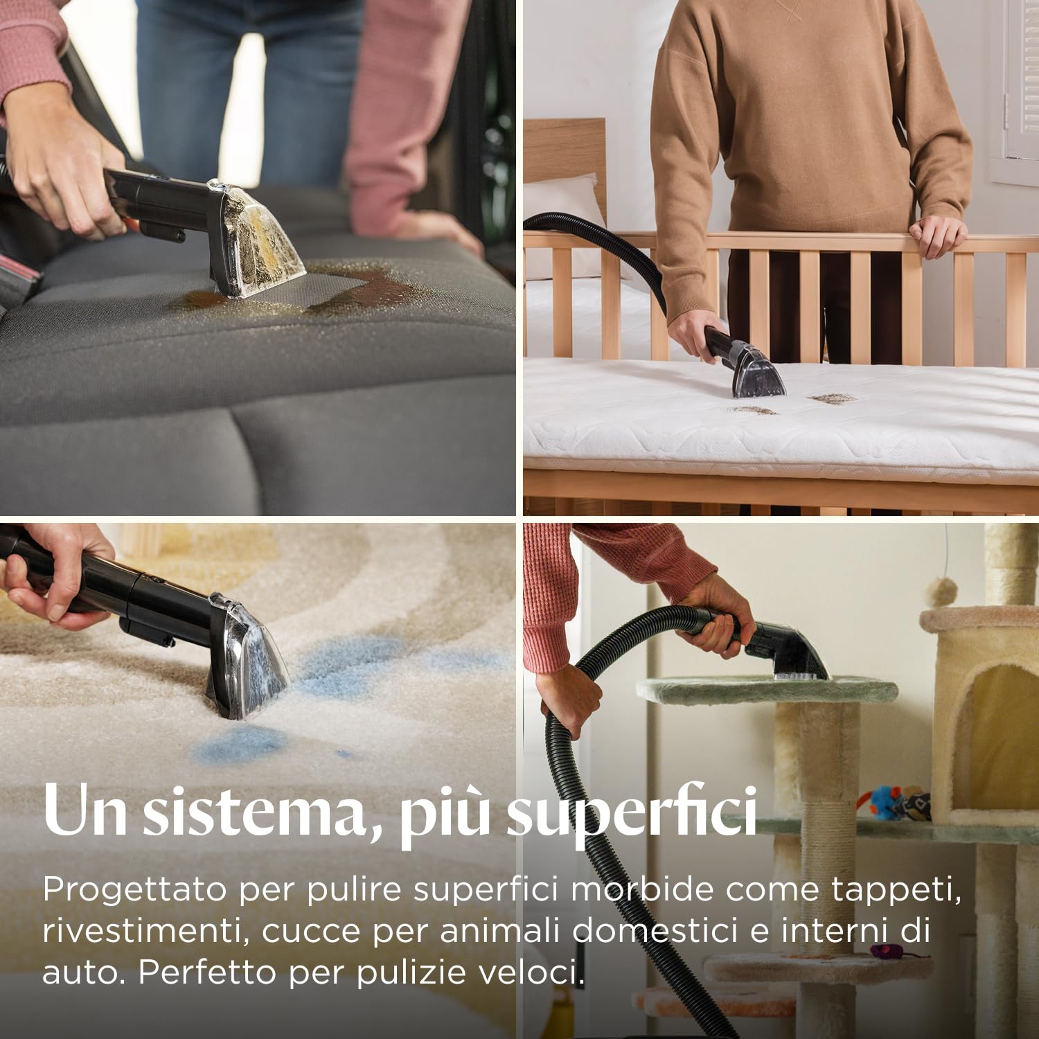 BISSELL SpotClean ProHeat Advanced, Lavatappeti, Pulitore per tappeti e tappezzeria, Lava tappezzeria, Motore 1125W, Pulizia tripla macchie ostinate, Compatto multi-superficie, Filaire, 3924N