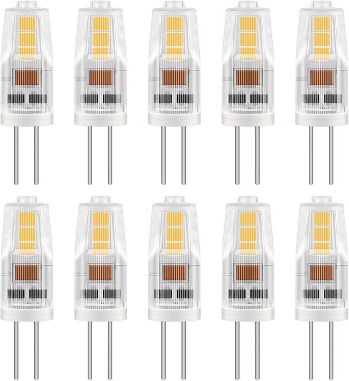 Caldarax Paquete de10 Bombillas G4 LED 2W AC/DC 12V, Equivalente a Lámparas Halógenas de 20W, Blanco Natural 4000K, 200LM, Ángulo de haz de 360°, No Regulable, para Lámparas de Paisaje
