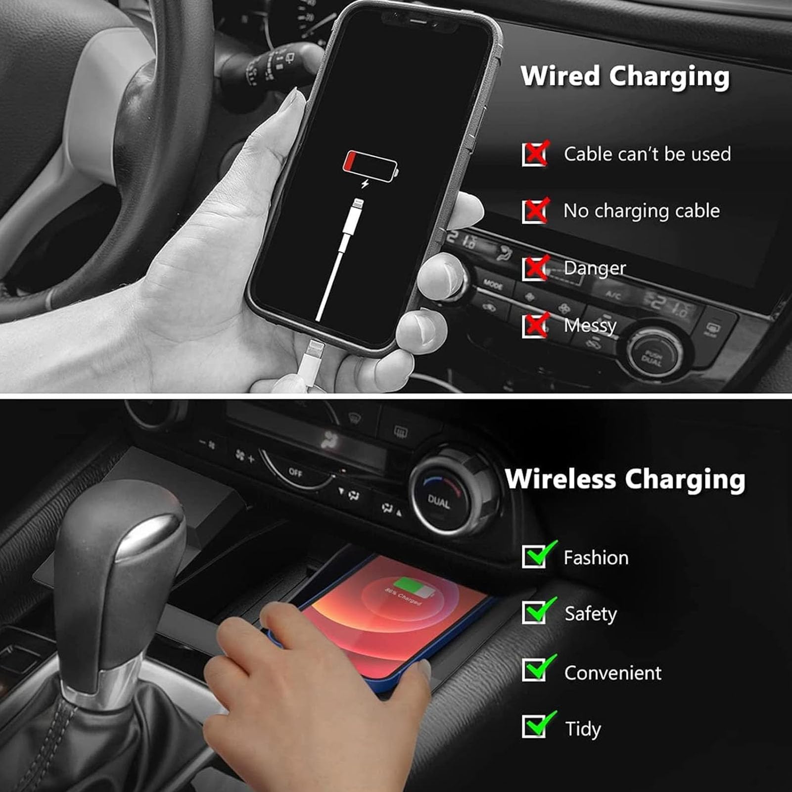 Bezprzewodowa ładowarka Samochodowa do Mazda-CX5 2017 2018 2019 2020 2021 2022,15W Qi Szybkie ładowanie Telefonu Pad ładowarka do Każdego Telefonu Kompatybilnego Z Qi