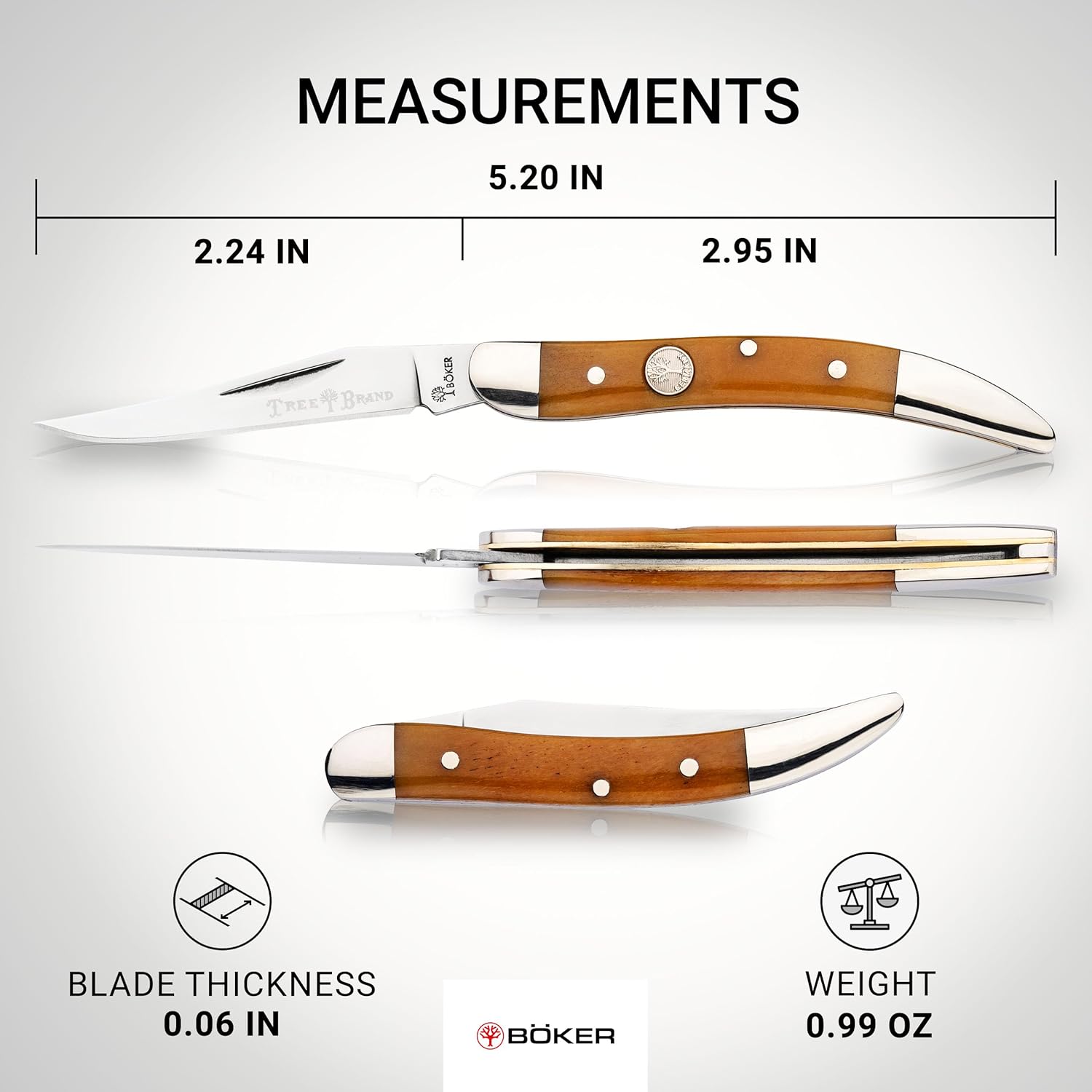 Boker Texas Toothpick 3 Inch Pocket Knife, Yellow Smooth Bone, Traditional Series 2.0, Made in Germany
