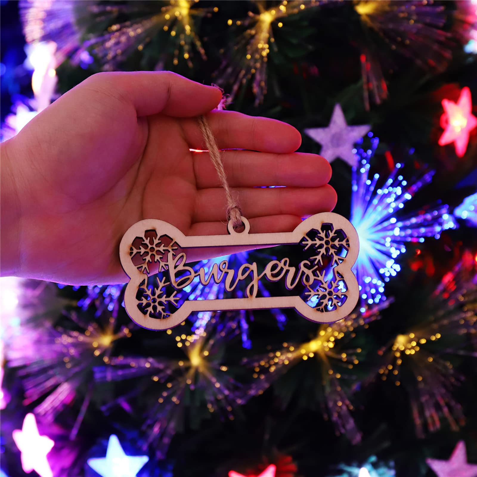 gue Etiquetas de regalo personalizadas para Navidad, adorno de perro de Navidad personalizado, bola de adorno de madera con nombre (04,1 piezas)