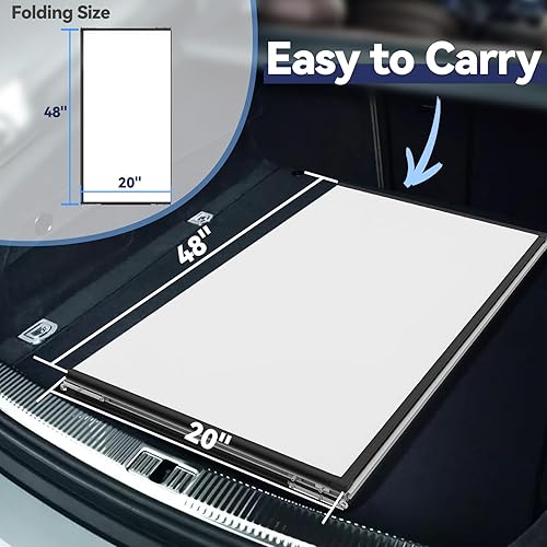 Miniatura 7 de Pizarra blanca grande para pared, pizarra magnética de borrado en seco, plegable de 60 x 48 pulgadas, marco de aluminio negro, con 3 bandejas de
