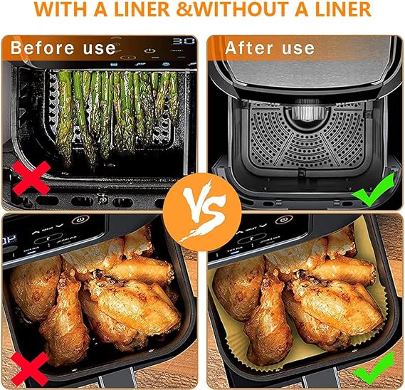 Air Fryer Liners 125 Pcs 8.7x5.5 Inch Rectangular, Disposable Baking Paper Liner for Ninja Dual Air Fryer DZ201 DZ401 IG651 Non-Stick Baking Accessories Compatible with Ninja Foodi Dual Air Fryers
