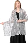 Shawls and Wraps for Evening Dresses, Sparkle Gold Fancy Shawls Women Formal Lace Wedding