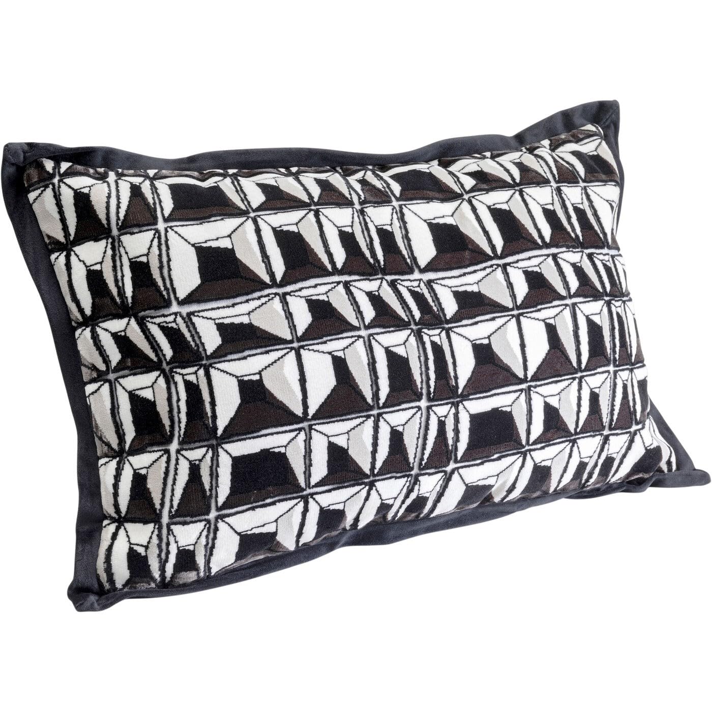 Kare Design Kissen Cut Pile, Schwarz/Weiß, Abnehmbarer Bezug mit Reisverschluss, mit Füllung, Dekokissen, Zierkissen, Wohnaccessoire, Bezug in Samtoptik, 50x30 cm (H/B)