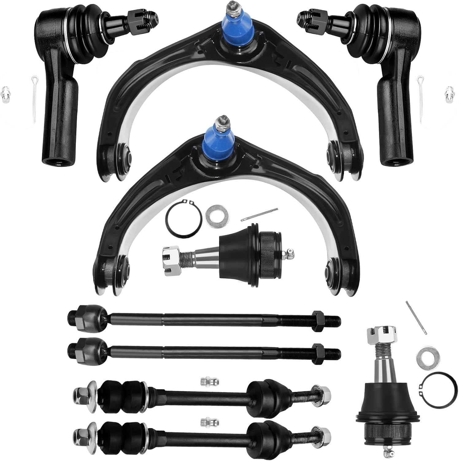 SCITOO 10pcs 4WD Front Suspension Kit Upper Control Arms With Ball Joints Inner Tie Rods Outer Tie Rods Sway Bar Links Lower Ball Joints Fit 2006-2008 For Dodge Ram 1500 5-Lug