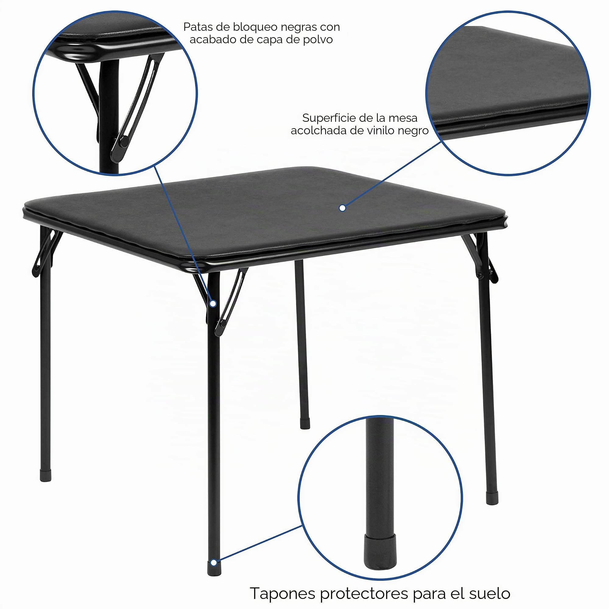 Flash Furniture Mesa Plegable para niños, Vinilo, Negro, 24 Pulgadas de Ancho x 24 Pulgadas de Profundidad x 20.2 Pulgadas de Alto