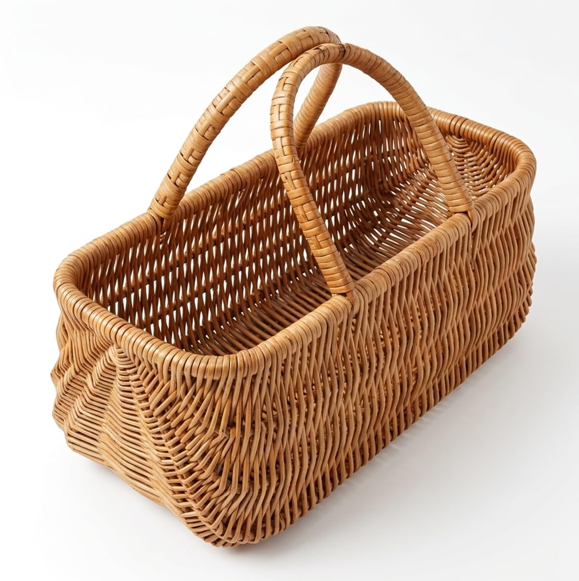 KOSZYK WIKLINOWY prostokątny z uchwytem na ZAKUPY PIKNIK GRZYBY 42 cm