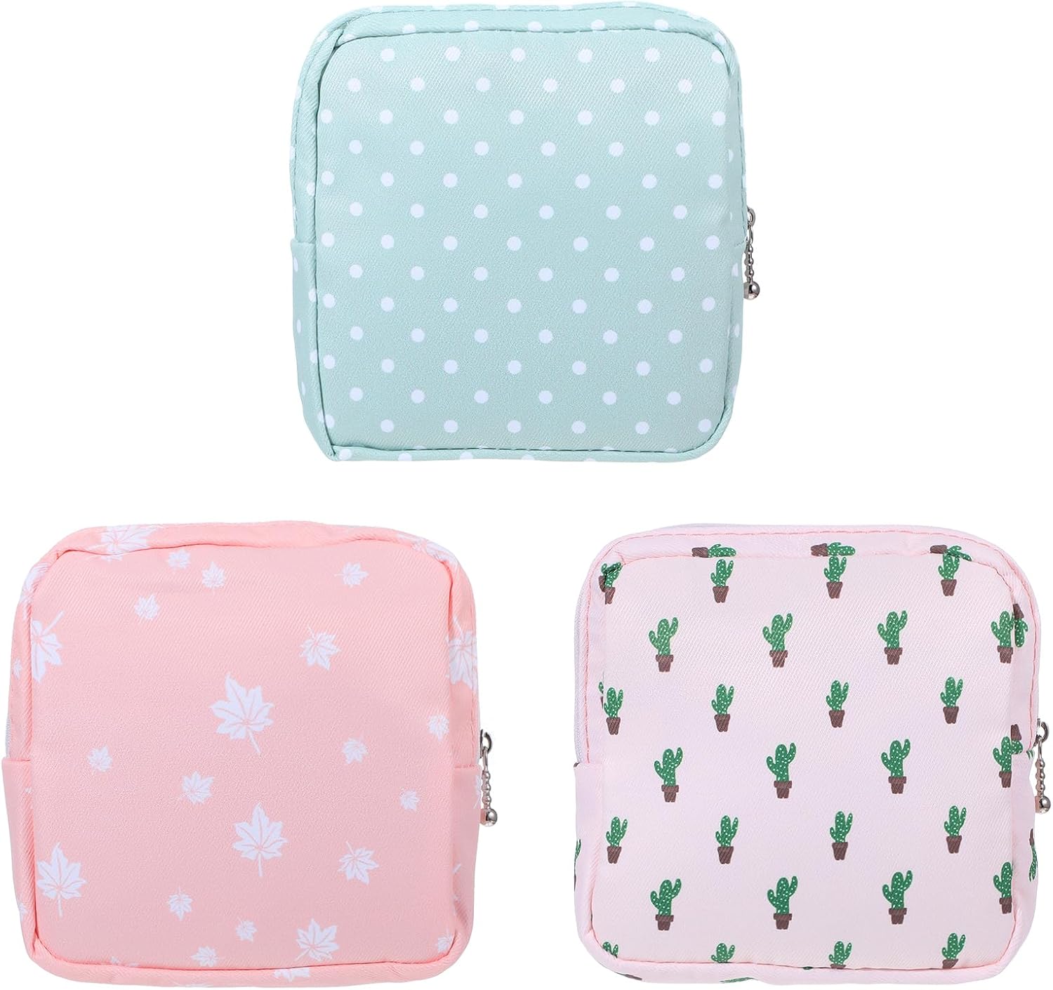 3PCS Pad Pouch for Women Period Bag Zippered Sanitary Napkin Storage Bag for Tampons Pads Menstrual Cup Pouches Portable Feminine Hygiene Organizer Tampon Holder Bags for Purse Travel Pouch