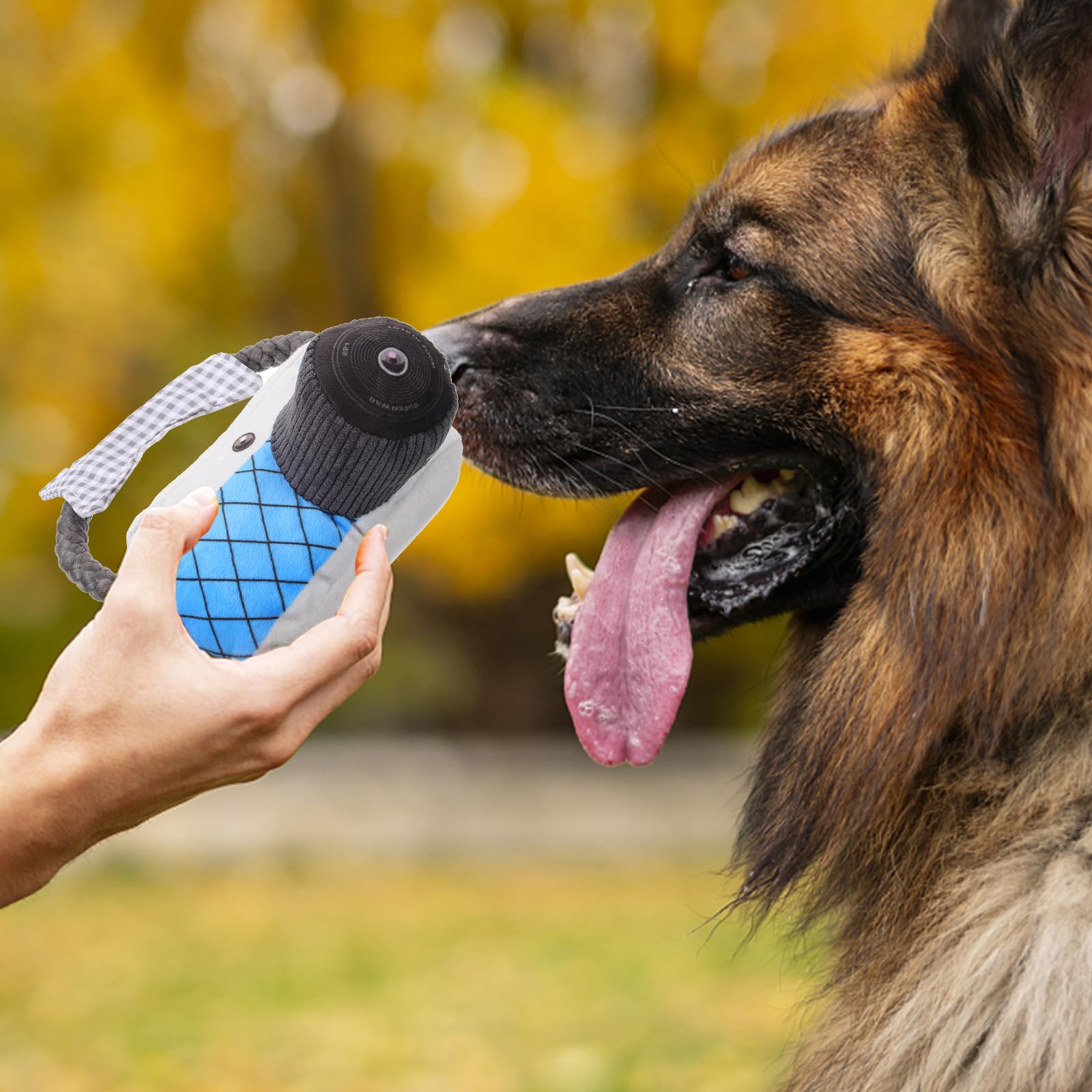 FRCOLOR Dog Chewing Toy Squeaky Camera Shaped Plush Toy for Aggressive Chewers Ideal for Puppies Teeth Grinding Molar Toy Fun Interactive Dog Plaything