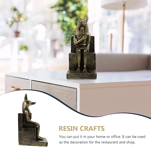 Miniatura 7 de DOITOOL Estatua de Anubis de Chacal Egipcio Antiguo Egipto de Resina Anubis Sentado en el Trono Estatuilla Escultura de Acabado Antiguo para