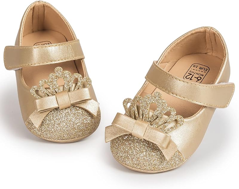 Sawimlgy Baby Girls Mary Jane Sequins Crown Flats