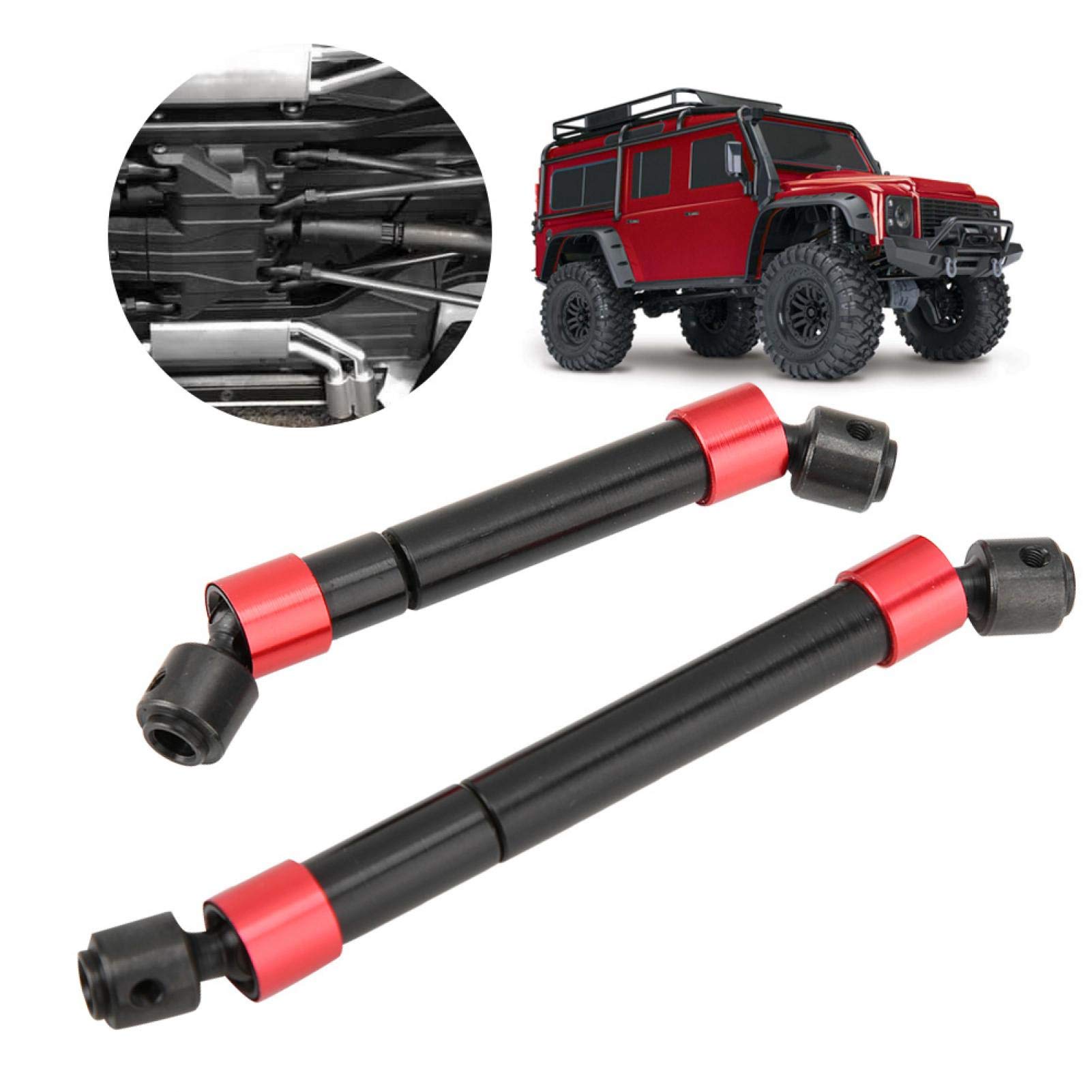 Przedni wał napędowy RC, odporny na zużycie Dobra kompatybilność Wał napędowy samochodu RC, metalowy czarno-czerwony -4 RC Crawler dla