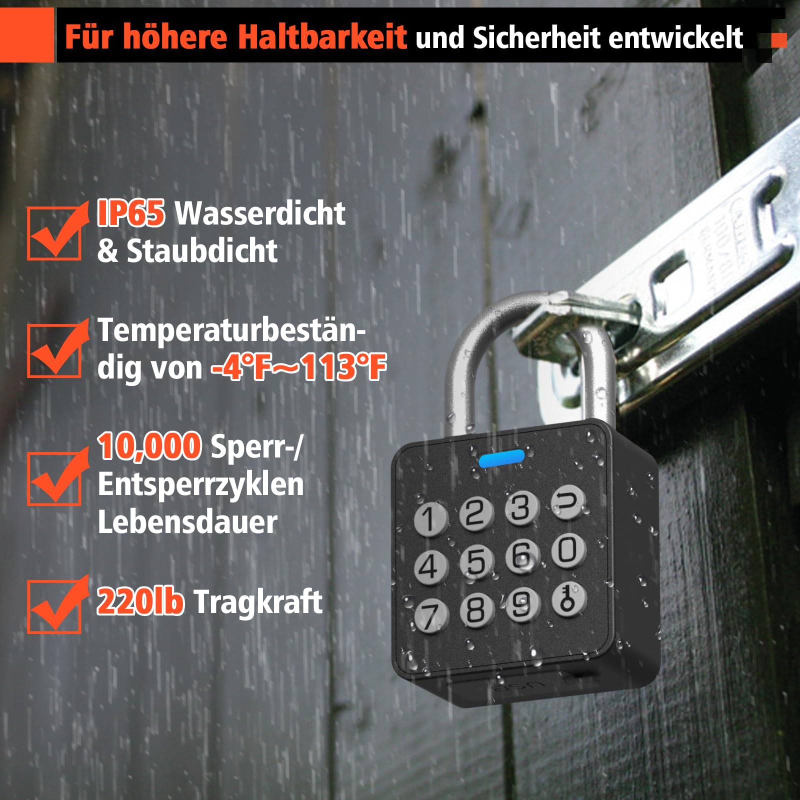 Anweller Zahlenschloss Vorhängeschloss mit Fingerabdruck, Fingerabdruck Smart Biometrie App Schloss, Vorhängeschloss Wetterfest für Gartentor, Spind, Fitnessstudio, Schulschrank, Keller