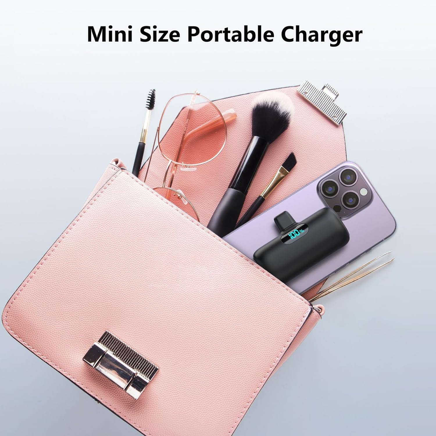 Mini Power Bank USB C 5000mAh, 15W PD Ricarica Rapida Powerbank Ultra Compatto Caricabatterie Portatile Batteria Esterna con LED Display per iPhone 17/16/15, Samsung, Huawei ecc (2 pièces)