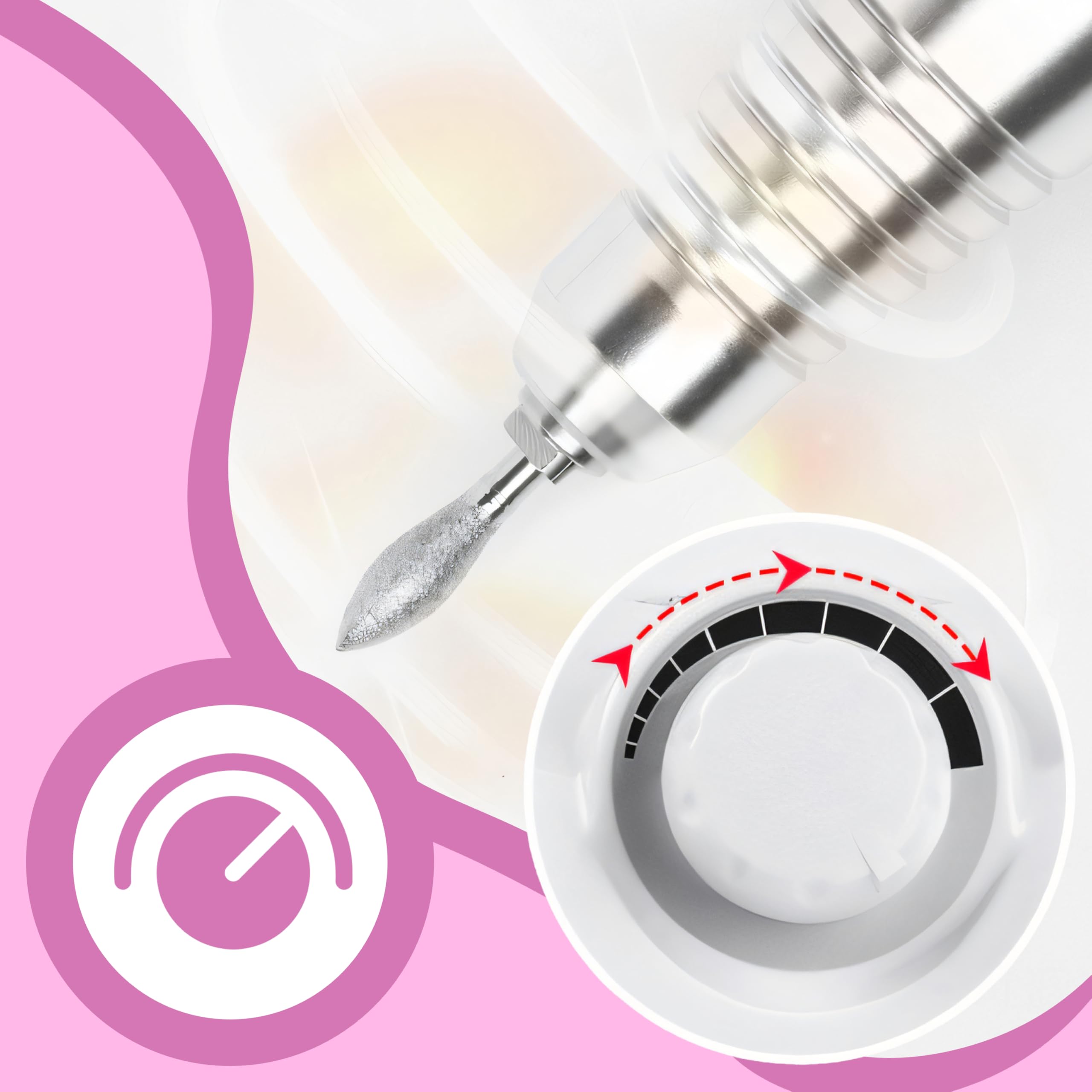 Retoo Fresa Professionale per Manicure e Pedicure, 45.000 giri/min, 65W, 48 punte, Fresa elettrica per unghie, smerigliatrice gel acriliche pedicure pedale cambio direzione