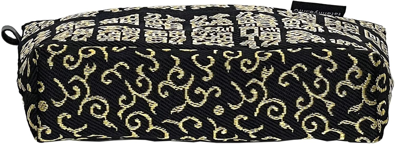 Sekikawa Makeup Bag Travel Cosmetic Pouch Organizer Pen Case with Zipper Printed Fish Name by Japanese Kanji Sushi Kanji Textile, 9.1x5.5x1.0in (23×14×2.5cm)