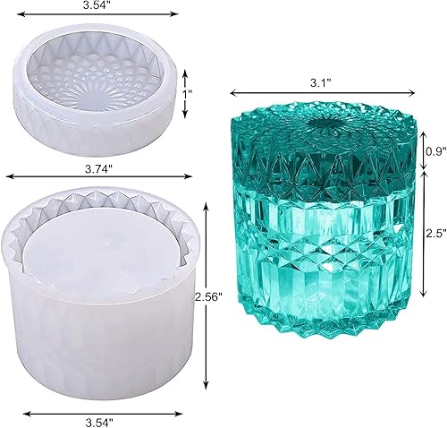 Miniatura 2 de Caja de almacenamiento con tapas, juego de moldes para tarros de velas, moldes creativos de silicona para tazas, rayas redondas de hormigón con