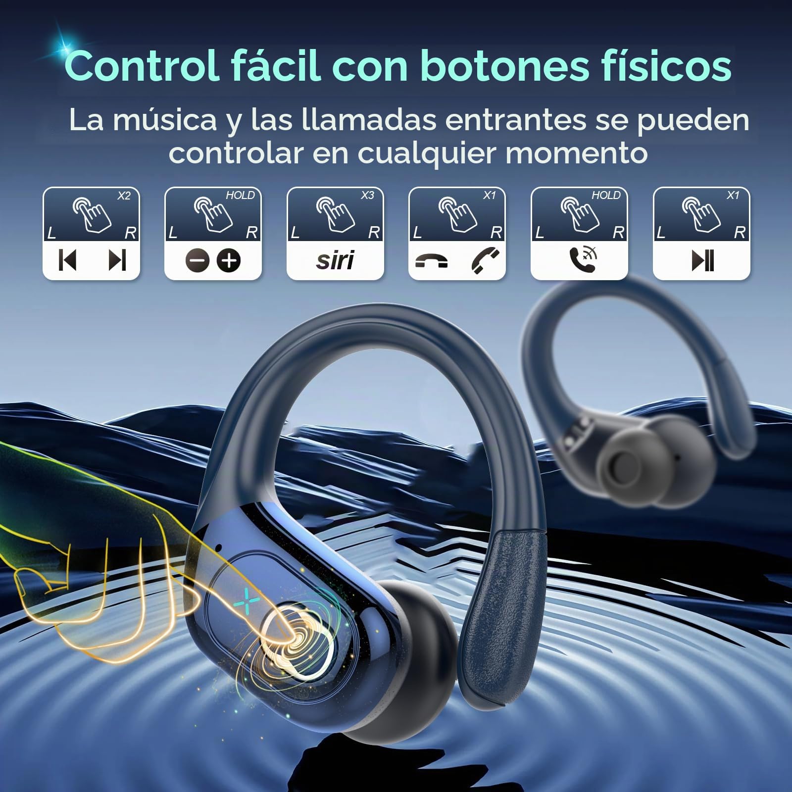 AI Auriculares Traductor, 164 Idiomas y 6 Modos de Traducción, Bluetooth 5.4 con ENC y App con para Viajes/Negocios/Aprendizaje/Reunirse Azul