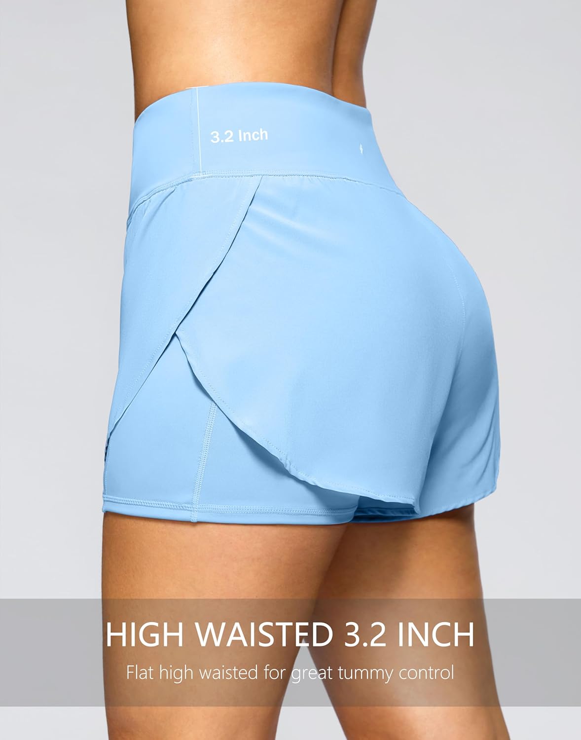 Women's 2 in 1 Running Shorts - High Waisted Lightweight Athletic Workout Gym Yoga Shorts Spandex Liner with Pockets - Image 5