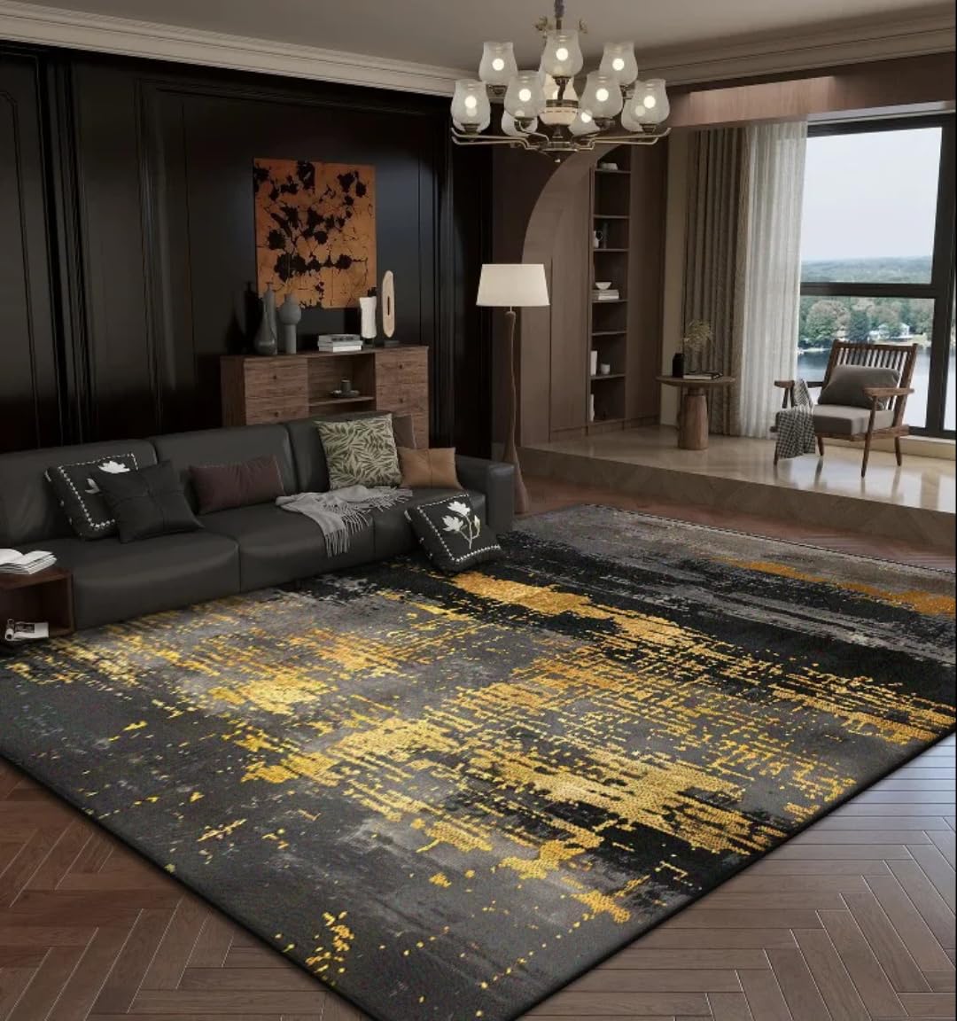 Tapis de salon abstrait pour réchauffer un salon froid et moderne