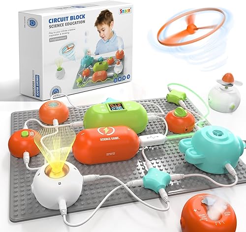 Miniatura 9 de SNAEN Circuitos de más de 300 proyectos de circuitos para niños, kit de exploración de electrónica, bloques electrónicos de bricolaje, 31 piezas de