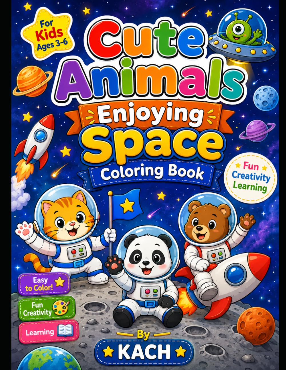 CUTE ANIMALS ENJOYING SPACE COLORING BOOK (Cute Animal Colouring Book)