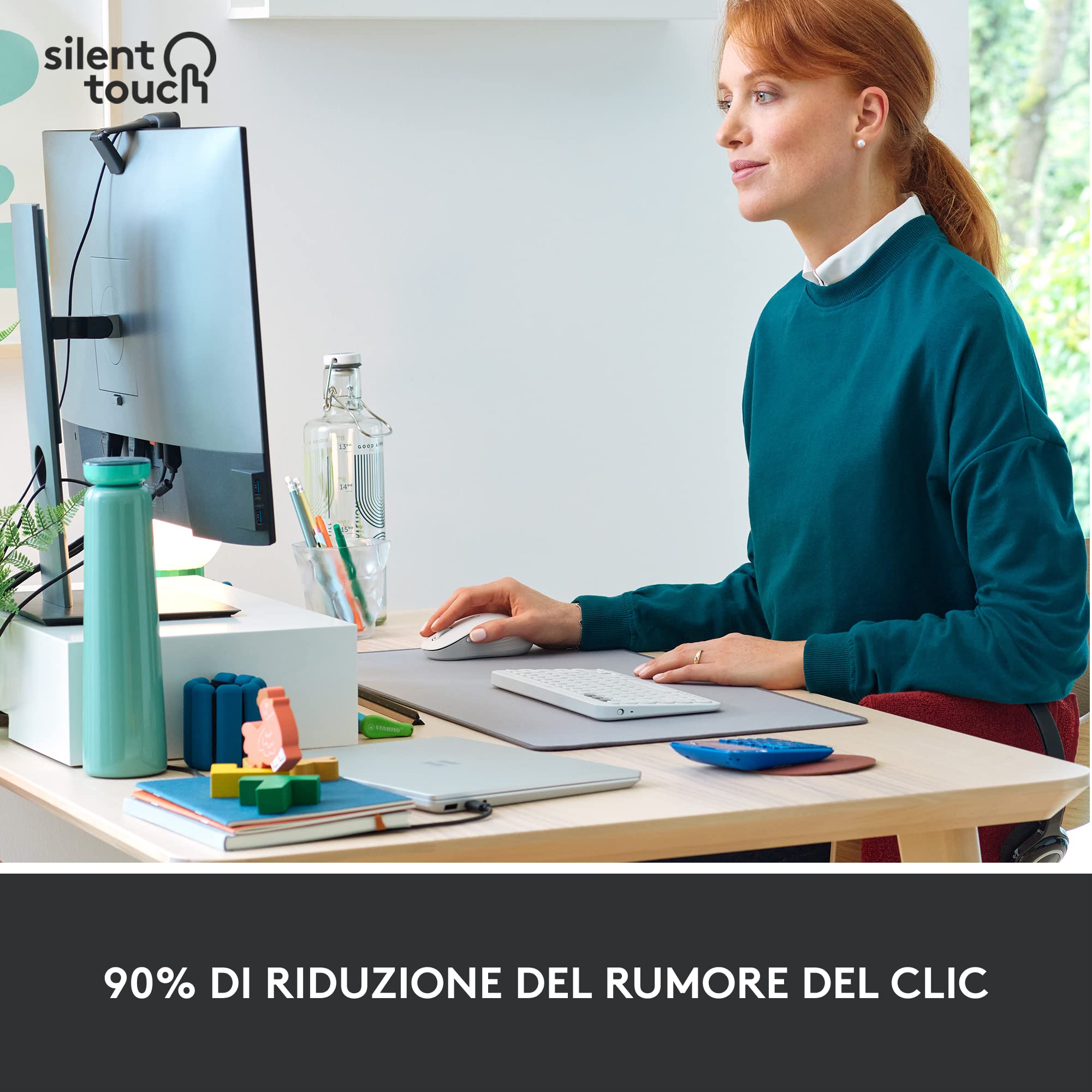 Logitech Signature M650 L Mouse wireless - Per mani grandi, Durata Batteria 2 anni, Clic Silenziosi, Tasti Personalizzabili, Bluetooth, per PC/Mac/Più dispositivi/Chromebook - Bianco