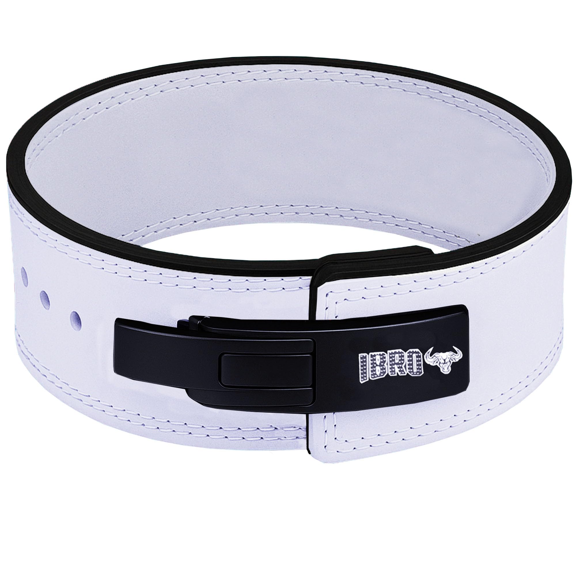 IBRO Powerlifting Belt - Power 10mm Extremely Heavy Duty Genuine Leather Belt - Squats, Deadlifts, Bodybuilding, Weightlifting, IPF, Powerlifting, Strongman for Men, 10mm, AllWhite XL