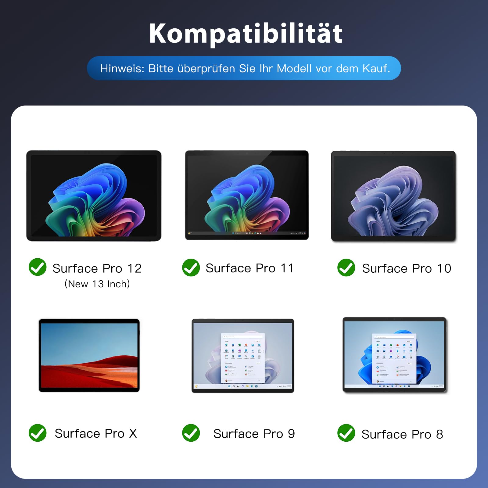 MoKo Deutsche Tastatur für Microsoft Surface Pro 12(13 Zoll 2026)/11/10/9/8/X, QWERTZ Layout Kabellose Bluetooth Typ Cover Tastatur mit Integriertem Wiederaufladbaren Akku Bluetooth Keyboard, Grau