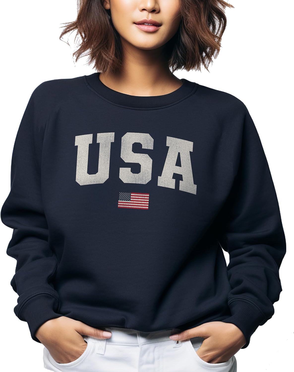 USA Fourth of July Holiday Unisex Sweatshirt | Comfortable Patriotic Pullover for Men & Women (Navy)