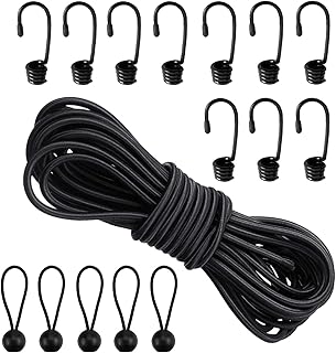 3/16" Bungee Shock Cord,65 Feet Bungee Cords with Hooks,Elastic Nylon Cords Kayak Stretch String Rope,Heavy Duty Bungee Straps for Camping, Boating,Tarps, Bike Rack, Tent, Car (3/16 inch x 65 feet)